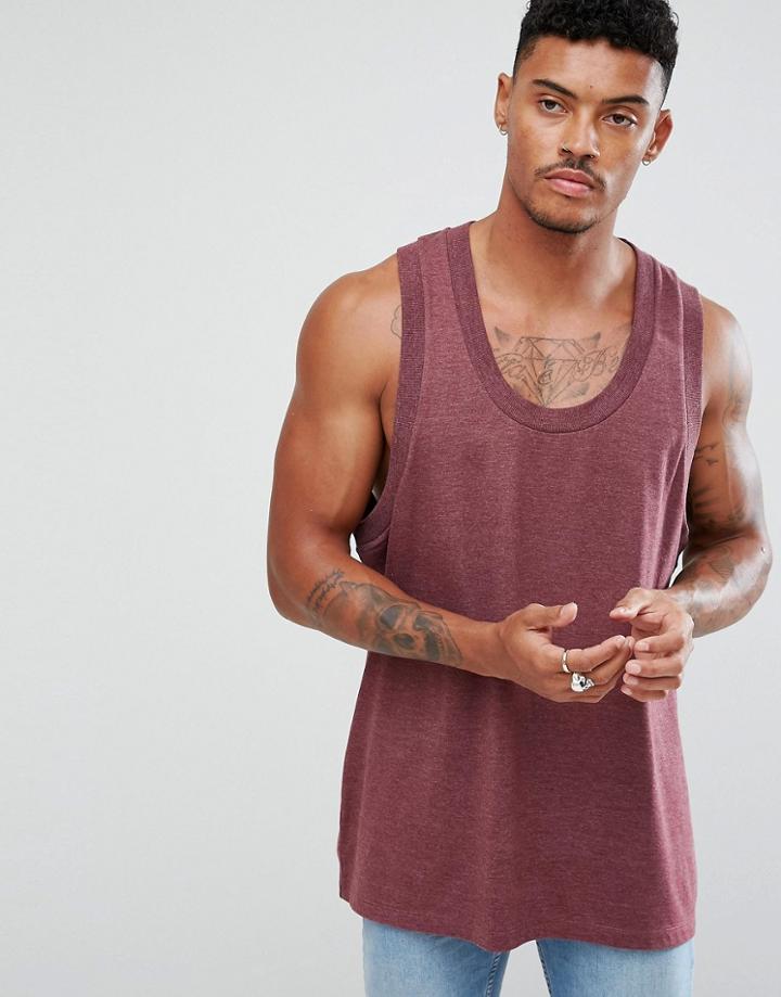 Asos Oversized Tank With Chunky Rib In Red - Red