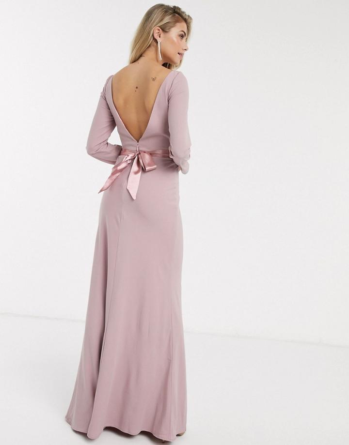 Chi Chi Valentina Bow Back Maxi Dress In Pink