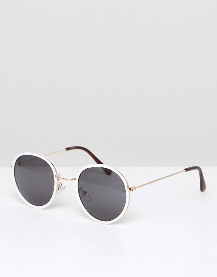 Asos Round Sunglasses In White - White
