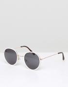 Asos Round Sunglasses In White - White