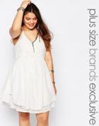 Alice & You Cami Layered Swing Dress With Crochet Inserts - White