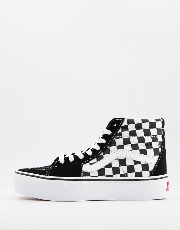 Vans Sk8-hi Platform 2.0 Checkerboard Sneakers In Black