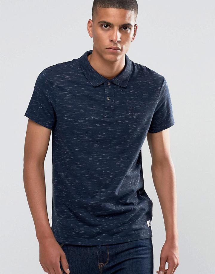 Esprit Slub Polo Shirt In Slim Fit - Navy