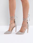 Public Desire Aries Gray Tie Up Pumps - Gray