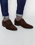 Asos Derby Shoes In Brown Faux Suede - Brown