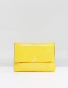 Asos Patent Flap Over Clutch Bag - Yellow