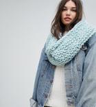 Willow And Paige Chunky Knit Infinity Scarf - Blue