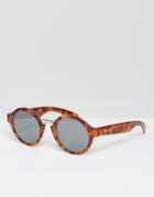 Mr. Boho Round Sunglasses Hackney In Cheetah Tortoise With Silver Lenses Made In Italy - Brown