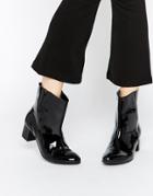 Warehouse 60s Patent Calf Boots - Black