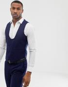 Harry Brown Mid-blue Chalk Pinstripe Slim Fit Vest - Blue