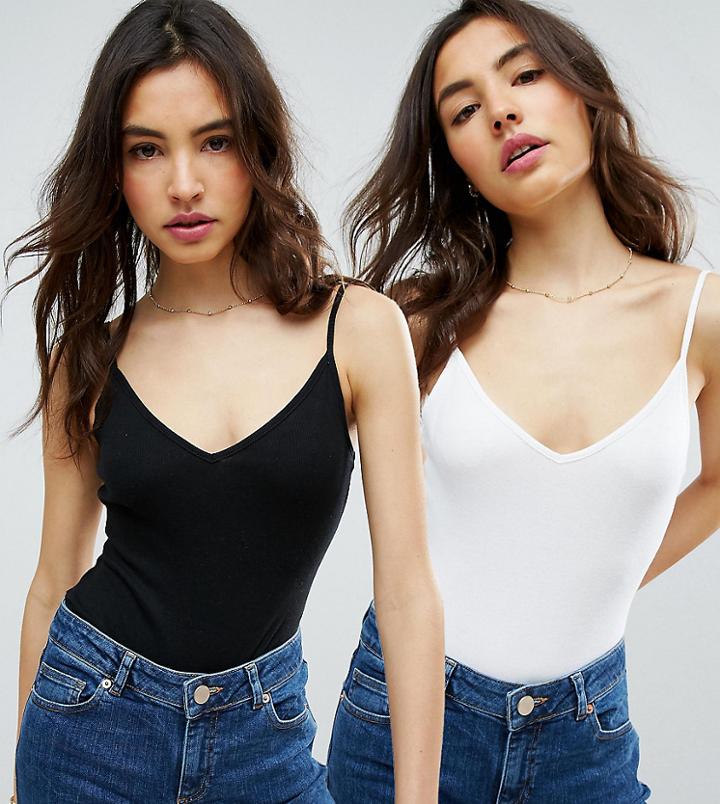Asos Cami Body In Rib 2 Pack - Black