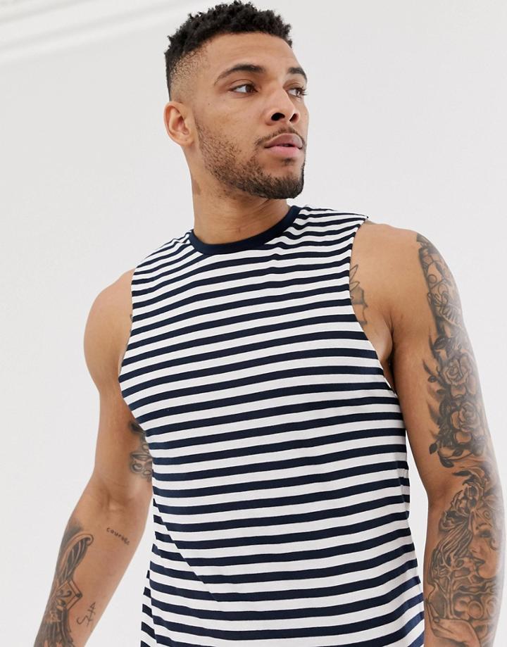 Asos Design Sleeveless T-shirt In Black And White
