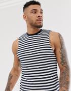 Asos Design Sleeveless T-shirt In Black And White