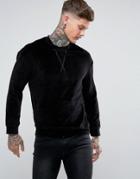 Religion Velour Sweatshirt With Pocket - Black