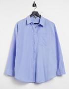 Missguided Oversized Shirt In Blue Pinstripe-blues