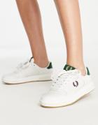 Fred Perry Scotch Grain Leather Sneakers In Off White-multi