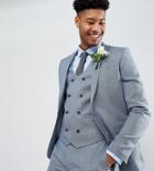 Asos Tall Wedding Skinny Suit Jacket In Airforce Blue Micro Texture - Blue