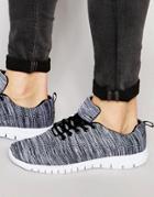 New Look Knitted Sneakers In Black Pattern - Black
