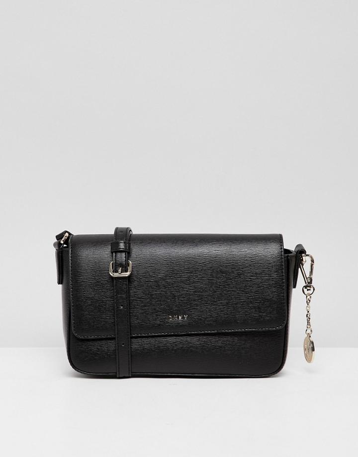 Dkny Bryant Saffiano Leather Crossbody In Black - Black