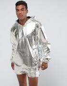 Jaded London Overhead Windbreaker Jacket In Silver Foil - Silver