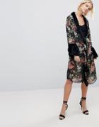 Rahi Cali Floral Faux Fur Kimono - Multi