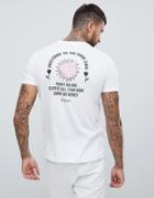 Asos Design T-shirt With Back Rose And Text Print - White