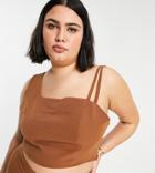Extro & Vert Plus Asymetric Crop Top In Midnight Brown - Part Of A Set