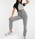 Asos Design Tall Basic Slim Sweatpants In Charcoal Heather-grey
