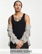 Asos Design Rib Detail Tank Top In Black