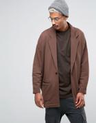 Asos Oversized Jersey Duster Jacket In Brown - Brown