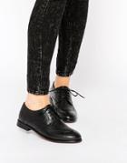 H By Hudson Paddy Leather Brogue Flat Lace Up Shoes - Black Leather