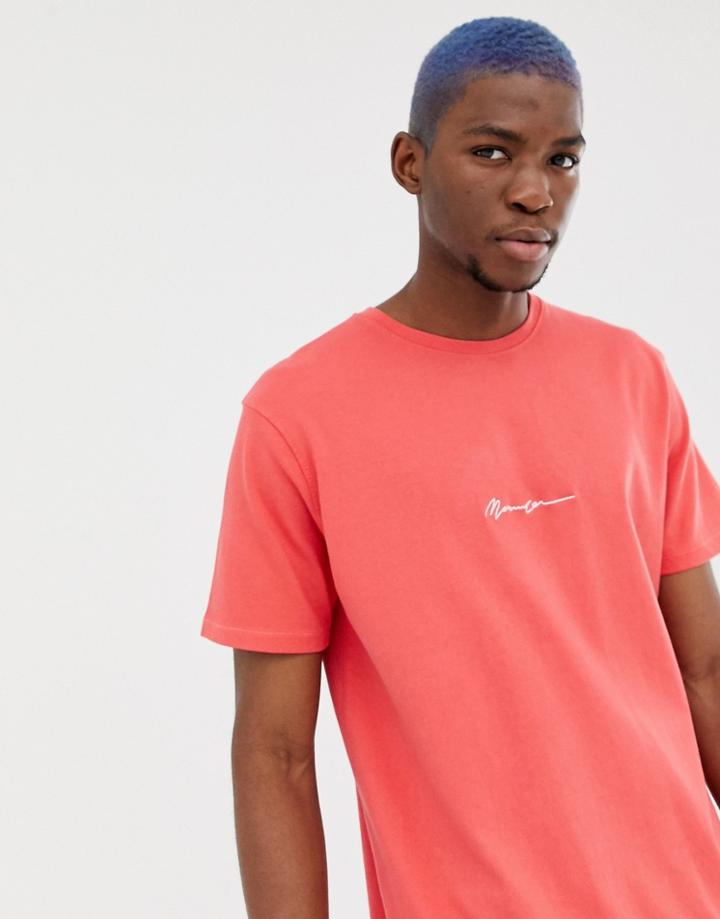 Mennace Oversized T-shirt In Red With Script Logo