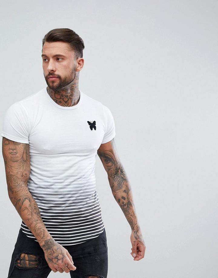 Good For Nothing T-shirt With Faded Stripe Print - White