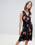 Vero Moda Floral Waist Tie Midi Dress - Multi