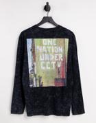 Asos Design Long Sleeve T-shirt With Banksy Print In Black