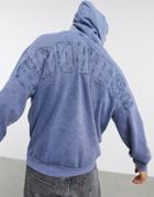 The Couture Club Oversized Hoodie With Applique And Tonal Signature Embroidery-navy