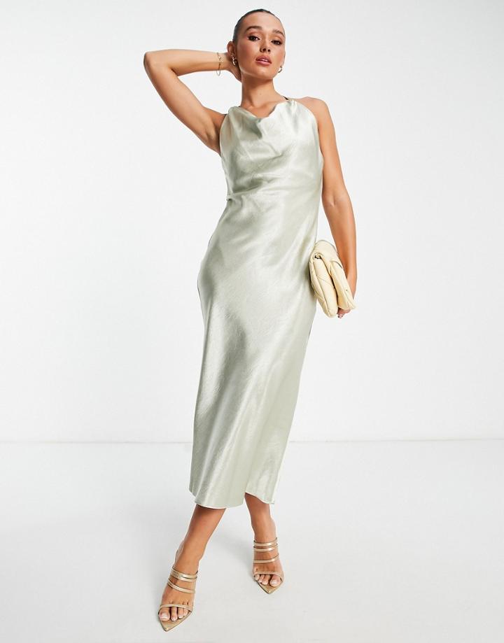 River Island Cowl Neck Maxi Dress In Silver