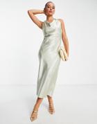 River Island Cowl Neck Maxi Dress In Silver