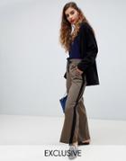 Monki Checked Jogger Style Tailored Pants-brown