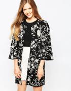 Ivana Helsinki Floral Print Collarless Oversized Coat