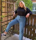 Noisy May Curve Mom Jeans In Mid Blue-blues