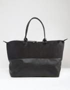 Mi-pac Canvas & Tumbled Faux Leather Contrast Weekender - Black