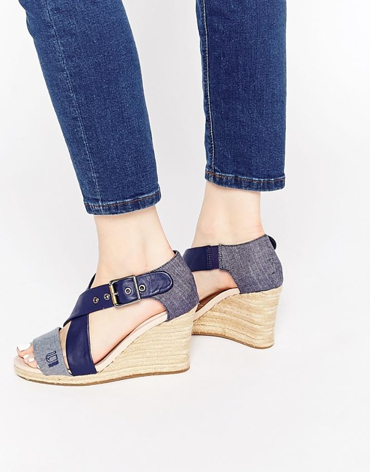 G-star Aria Cross Strap Wedge Sandals - Navy Lthr