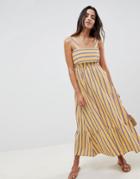 Asos Design Stripe Maxi Dress With Pephem - Multi