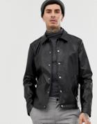 Asos Design Black Coach Jacket In Faux Leather - Black