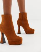 Asos Design Equality Suede Platform Boots - Tan