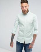 Asos Skinny Twill Shirt In Pale Blue - Blue