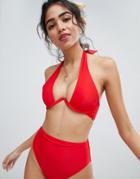 New Look V Wire Bikini Top - Red