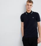 Fred Perry Twin Tipped Logo Polo In Navy - Navy
