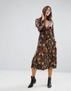 Traffic People Floral Midi Dress-multi